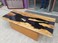 Natural Wood And Epoxy Resin Counter top Dining Table Handmade Luxury Home Decor