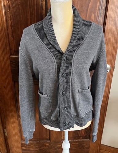 Seduka Men's Shawl Collar Button Down Cardigan Gray Sz S Pockets - Picture 11 of 13