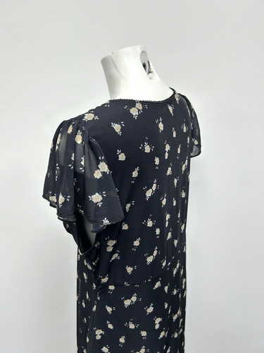 Ex River Island Midi Tea Dress With Frill Sleeves Floral Print Plus Sizes 18-28 - Picture 9 of 14