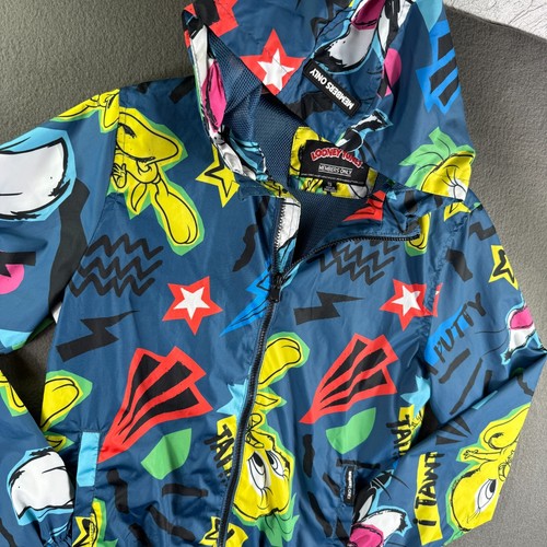 Looney Tunes Members Only Jacket Youth 18 Hooded Rain School Cartoon All Over P - Picture 13 of 13