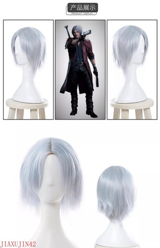 Anime Devil May Cry 5 Dante kurze silbergraue Haare Halloween Cosplay Requisite Perücken - Bild 5 von 5