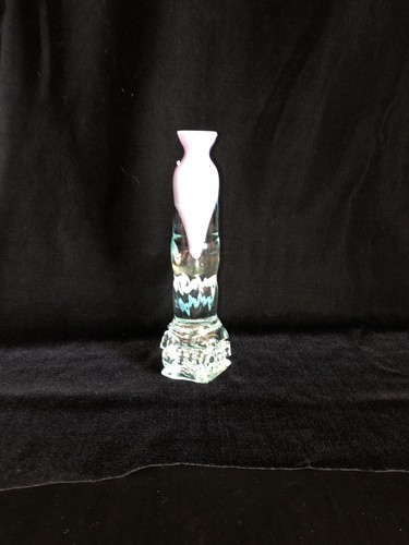 Vtg Studio Art Glass Vase Lilac Encased W/ Clear Signed "Mensch 95" 10.5” - Picture 5 of 9