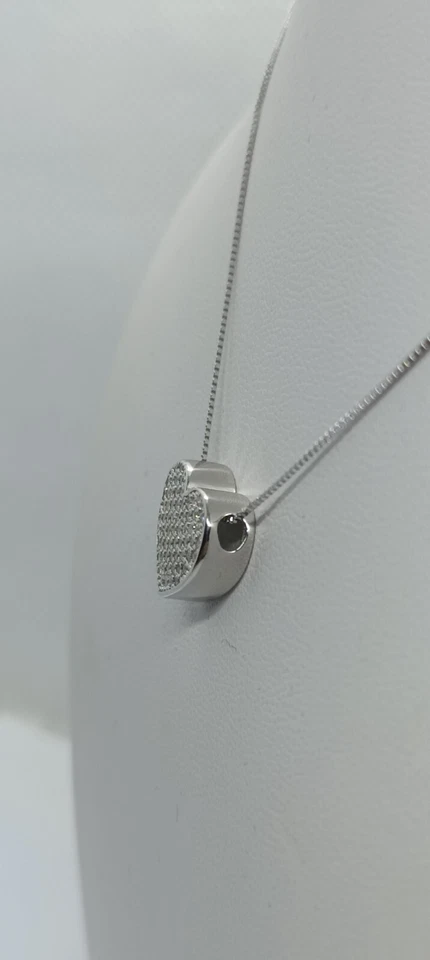 COLLANA CUORE PAVE' ZIRCONI BIANCHI CIONDOLO ARGENTO MM14x14 SWEET HEART EXPLOIT - Immagine 4 di 4