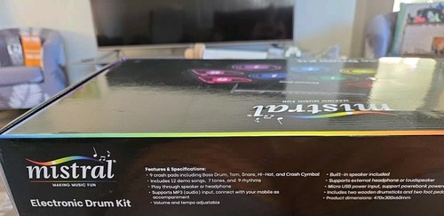 MISTRAL ELECTRONIC DRUM KIT NEW (MD760C) #5106NSB - Picture 2 of 3