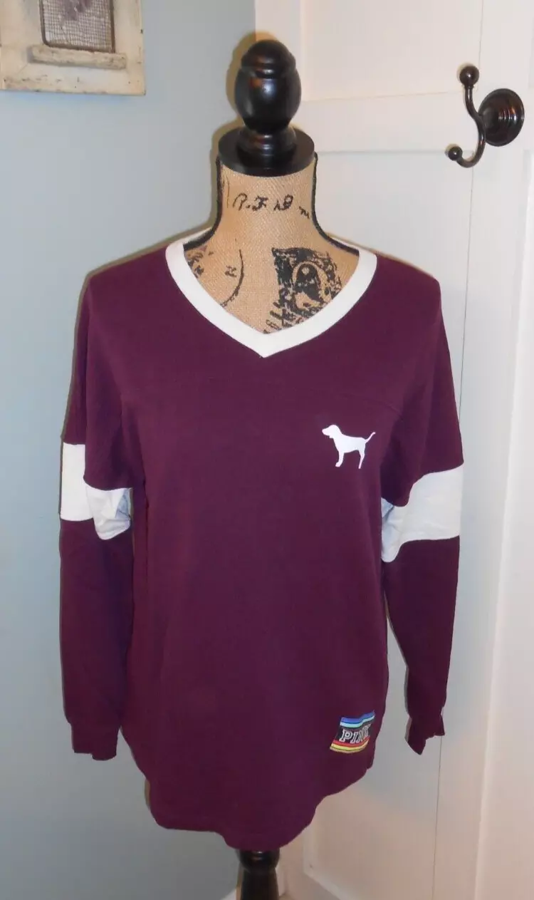victoria-secret-vs varsity rainbow dog v-neck sweatshirt
