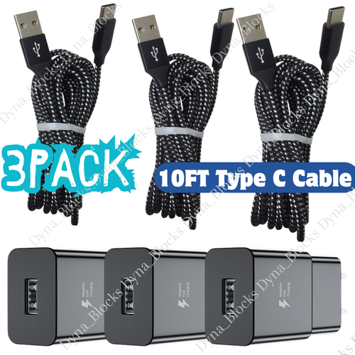 3 Pack For Samsung Galaxy S21 S20 A51 A14 A13 5G A12 Fast Charger & USB-C Cable - Picture 1 of 15