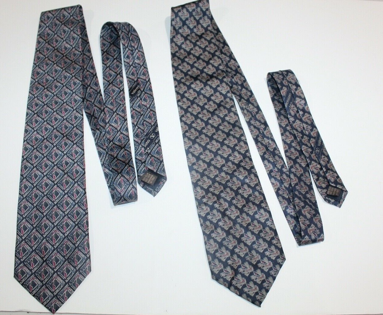 LOT of 2 Colorful Vintage VALENTINO Neck Ties 100… - image 1