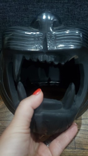 Vintage X-large Jaguar Mask Black Clay Handmade Oaxaca Mexico - Picture 3 of 7