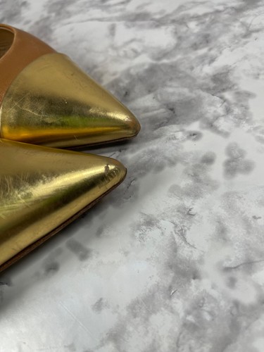 Tory Burch Tacones Mujer 9M Penélope Zapatos con Cordones Marrón Dorado Cuero Bomba - Imagen 23 de 23