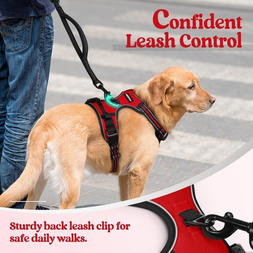 rabbitgoo No Pull Dog Harness Adjustable Reflective Control Handle Large Red - Picture 6 of 15