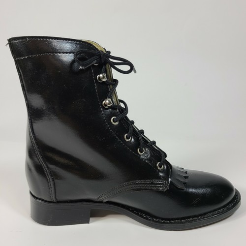 Laredo Youth Girl Western Boots Black Roper Cowgirl Leather Kiltie USA Choose Sz - Picture 6 of 9