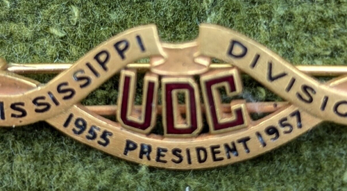 VINTAGE UDC MISSISSIPPI DIVISION PRESIDENT'S PIN 1955-1957 ROLLED GOLD OOAK RARE - Picture 3 of 8