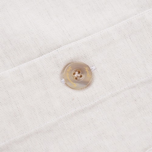 Finamore Napoli S/S 25 Cream Woven Cotton-Linen Overshirt M (Eu 40) NWT Shirt - Picture 4 of 9
