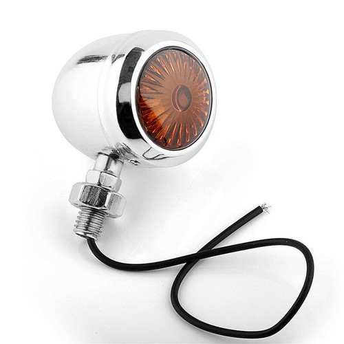 4PC Bullet Motorcycle Turn Signal Light Indicator Blinker Amber Universal Chrome - Picture 3 of 9