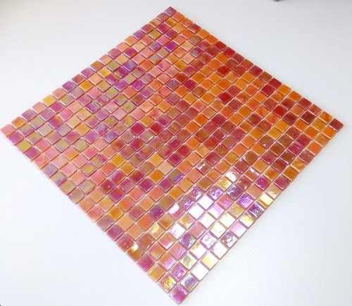 Glasmosaik rot orange Dusche Wand Bad Küche Wand Fliesenspiegel | 1 Mosaikmatte - Picture 3 of 6