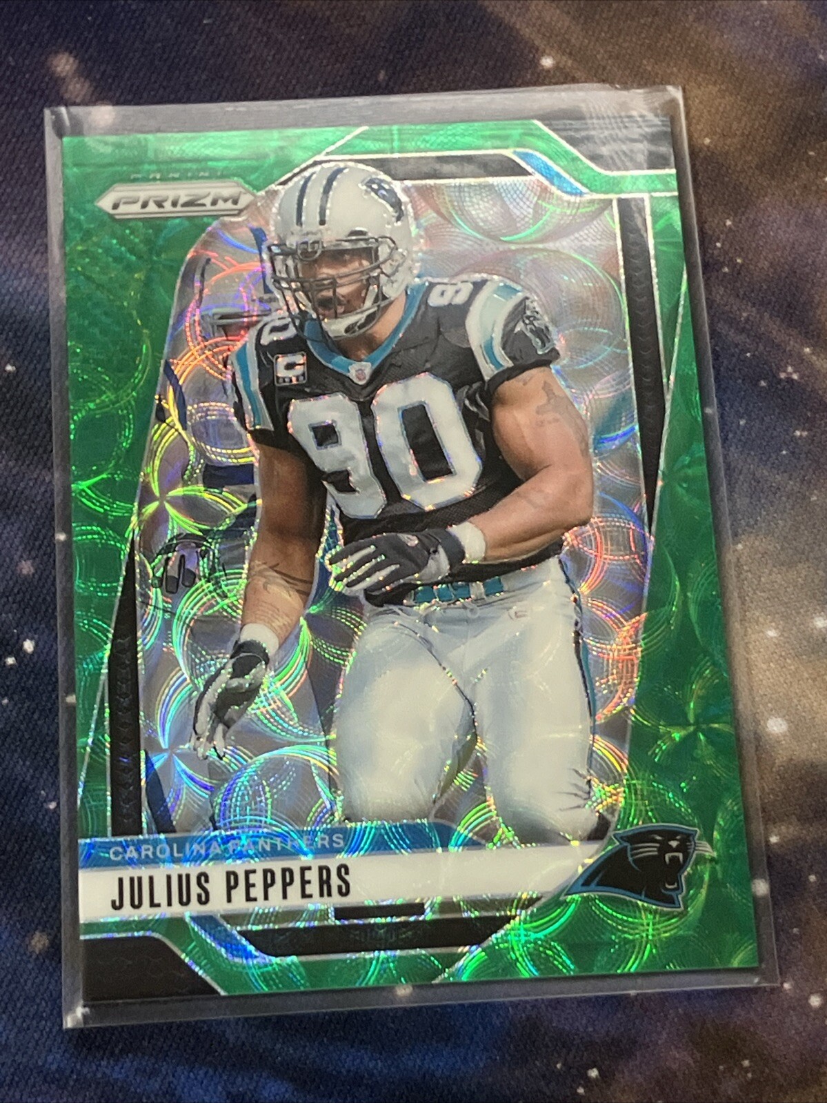 Julius Peppers 2024 Panini Prizm #43 Green Scope Prizm # /75 Panthers HOF