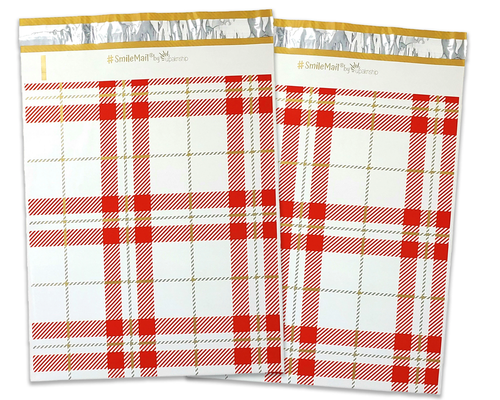 Combo mailer poli a quadretti rosso e oro 10x13 o 6x9 pollici, collezione autunno, inverno - Foto 21 di 27