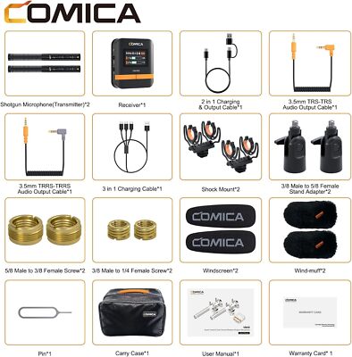 Comica VM40 Combo Dual-Channel Wireless Shotgun Microphone