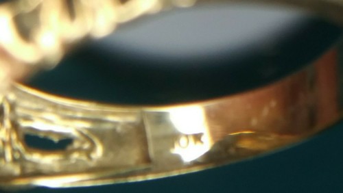 Ring 10kt Gelbgold mit schwarzem Oxynstein Größe 10 #3027 - Bild 7 von 7