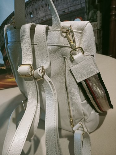 Rucksack Tasche Security Damen Mädchen Echt Leder Beige - Bild 16 von 16