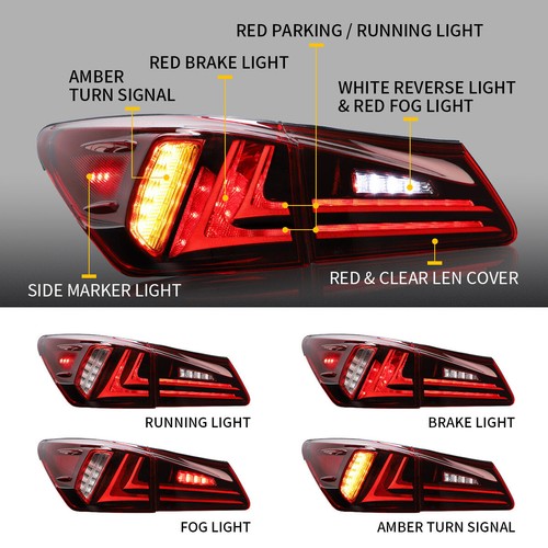 VLAND Taillights Brake Lights For Lexus IS250 IS350 06-13 IS F 2008-2015 Sedan - Picture 3 of 10