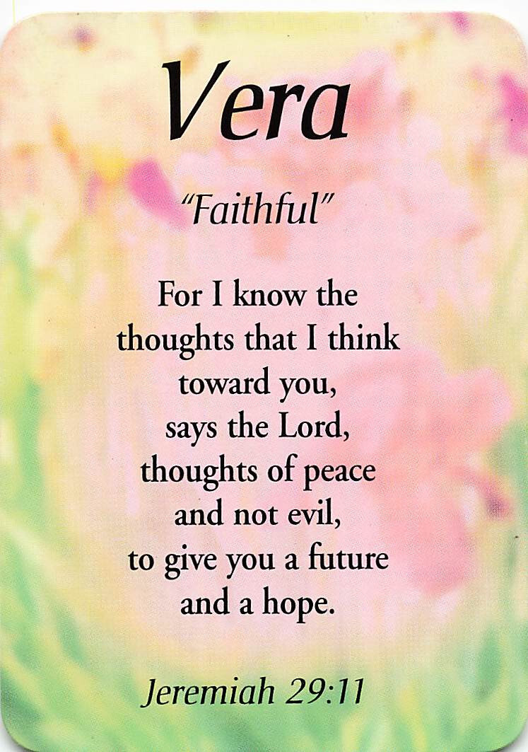 Vera &ldquo;Faithful&rdquo; Keepsake Name Meaning Card with Verse | eBay