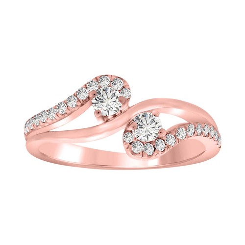 0.35 Carat Two-Stone Natural White Diamond Engagement Ring in 10K solid gold - Picture 26 of 30