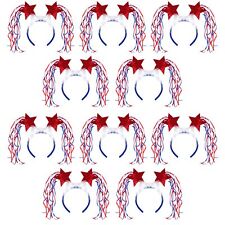 Fourth of July Headband Bopper with Tassels and Stars Red White and Blue Patr...