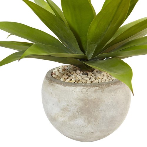 Agave In Sand Colored Bowl faux Arrangement Natural Decor - Picture 2 of 4