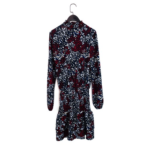 Dorothy Perkins Blue Red Ditsy Print Shirred High Neck Mini Dress - Size 12 - Picture 16 of 16
