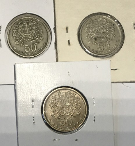 3 Coins Portugal 1940 VF, 1944 XF & 1951 AU 50 Centavos KM577. - Picture 2 of 2