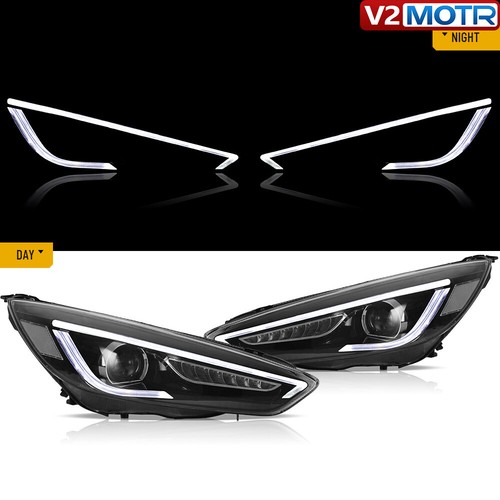 LED Headlights Assembly For 2015-2018 Ford Focus DRL Indicators Front Lamps Pair - Picture 5 of 21