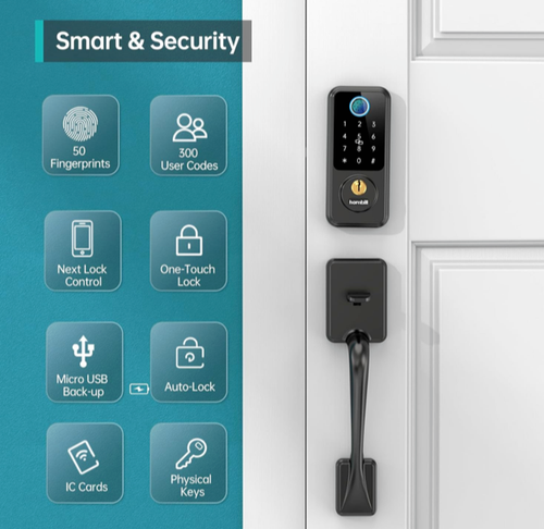 Hornbill Smart Lock with Front Door Handle Set - Keyless Entry Door Lock - Picture 2 of 7