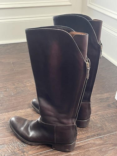 LORO PIANA Calfskin Leather WELLINGTON RIDING Brown Boots Shoes sz 37 US Sz 6.5 - Picture 16 of 20