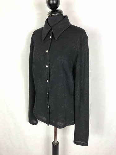 Byblos Vintage '80 Black Floral Elegant Woman Shirt Size M - 44 - Picture 4 of 6