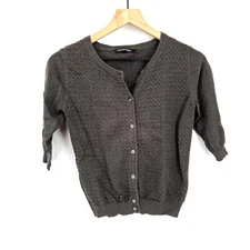 Monoprix Femme textured knit cardigan sweater classic European neutral 1 S