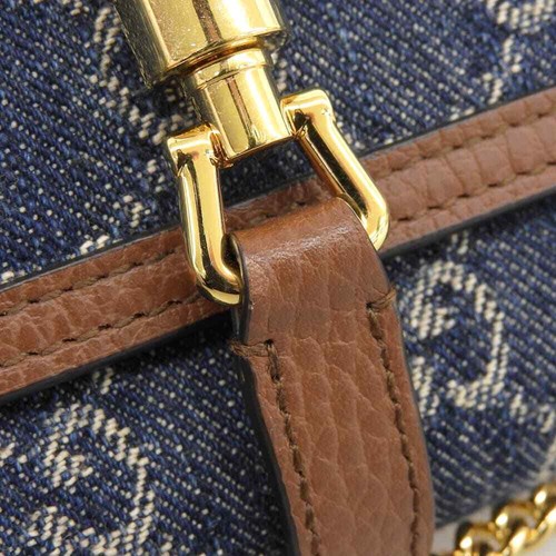 GUCCI Jackie 1961 Chain Wallet Crossbody Shoulder Bag 652681 Denim Indigo blue - Picture 5 of 8