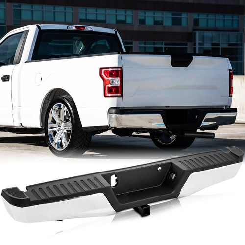 For 2015-2020 Ford F150 Rear Bumper Assembly w/ Tow NON Park Holes Chrome - Picture 4 of 12