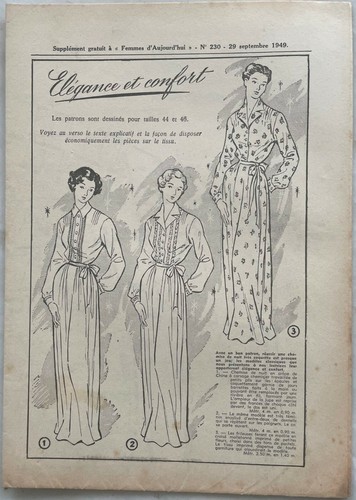 FEMMES D'AUJOURD'HUI n° 230 du 29 Septembre 1949 + 1 patron chemise de nuit - Picture 3 of 4