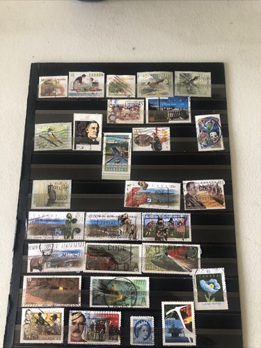 Collection Of Foreign On Cards All Canada 100 Stamps Better Recent Used - Picture 2 of 4