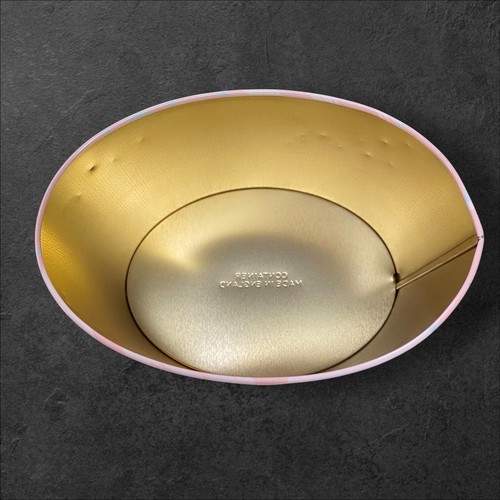 Empty Tin Container Oval Floral Pastel Peach Aqua 6x4.5x5 Made in England - Picture 7 of 9
