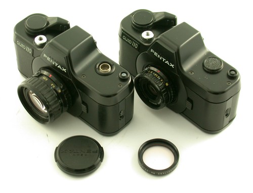 Lot PENTAX Auto 110 miniature analog camera lens body 18 24 50 mm winder AS IS - Bild 9 von 13