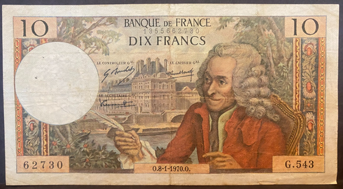 FRANCE, 1970, 10 FRANCS, Billete/Paper Money, #147c, Circulated, used