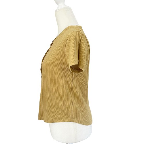 Madewell Womans Button Front Ribbed Cropped Tee Size Medium - Picture 2 of 7