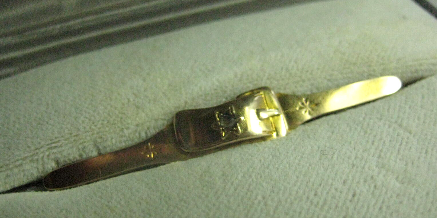 Broche dorado Biedermeier oro 585 diamante rosa hebilla de cinturón diamante romance