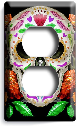MEXIKANISCHE CALAVERA SUGAR SKULLS LICHTSCHALTER STECKDOSE WANDTELLER VOLKSKUNST ZIMMERDEKO - Bild 5 von 34