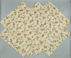 Homemade Handmade Large Cotton Dinner Napkins 7 Beige with Flowers 20"x21" Lot