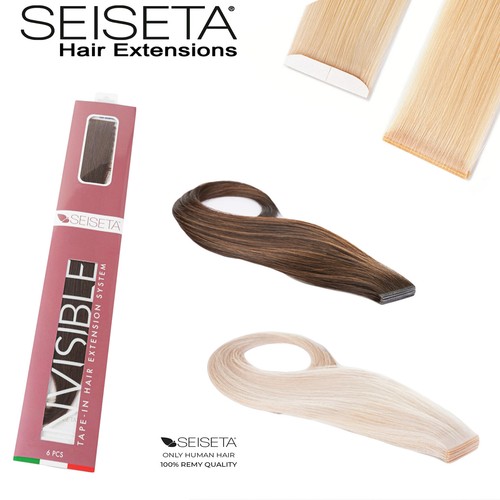 Hair Extensions Adesive Invisibili Tape in SEISETA 6 Fasce Capelli Veri Naturali - Zdjęcie 2 z 34