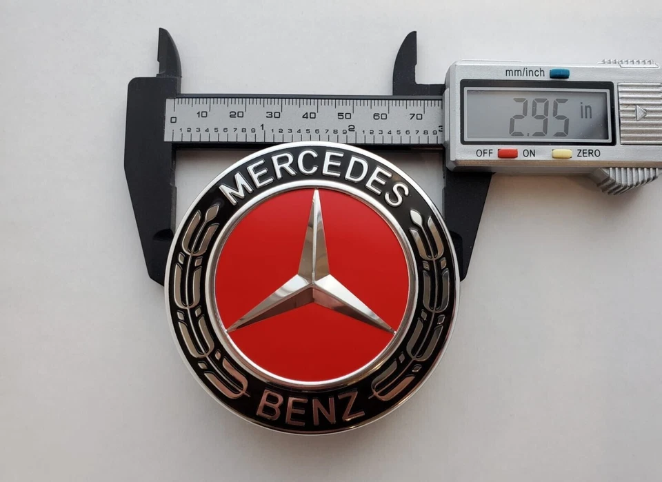 Juego de 4 tapas centrales Mercedes Benz negro-rojo 2,95 pulgadas/75 mm se adapta a la mayoría de los modelos Foto 2 de 4