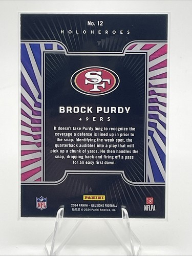 Tarjeta HoloHeroes Brock Purdy 2024 Panini Illusions - Estuche #12 Hit SSP - Imagen 4 de 8
